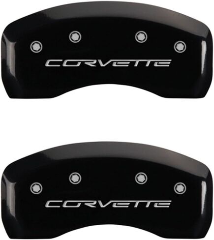 MGP Caliper Covers 13008SCV6BK Corvette C6 Logo Type Caliper Cover with Black Powder Coat Finish and Silver Characters, (Set of 4) in Saudi Arabia
