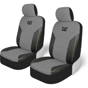 Cat FlexHybrid Car Seat Covers, Black Premium Faux Leather + Mesh Seat Covers for Cars Trucks SUV, Universal Fit Car Seat Covers Front Seats Only, Automotive Interior Covers, Ideal Truck Seat Covers