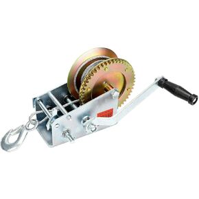 EASYBERG 600LBS Hand Winch with 26.3FT Steel Cable, Two-Way Adjustable Boat Trailer Winch with Hook, Manual Hand Crank Winch for ATVs Trucks Auto Marine