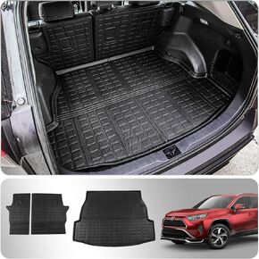 سجادات أرضية Thinzyou متوافقة مع 2019-2023 Toyota RAV4 Cargo Liner Trunk Mat TPE جميع الأحوال الجوية غطاء المقعد الخلفي حامي Rav4 2022 الملحقات (2019-2023، سجادات مسند الظهر + سجادة الصندوق الخلفي + سجادات الأرضية) in Kuwait