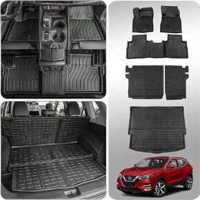 Thinzyou Cargo Mat متوافق مع 2014-2020 Nissan Rogue Trunk Mat Cargo Liner TPE جميع الأحوال الجوية غطاء المقعد الخلفي Rogue Accessories (14-20، سجادات مسند الظهر + سجادة صندوق السيارة)