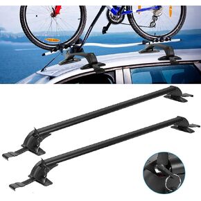 قضبان متقاطعة لرف السقف العالمي من teqhome، قضبان متقاطعة علوية للسيارة قابلة للقفل من الألومنيوم مقاس 48 بوصة مع قفل مضاد للسرقة، إطار نافذة قابل للتعديل لدراجة السقف العارية كاياك على السطح حامل البضائع الأمتعة 165 رطل أقصى حمولة in Kuwait