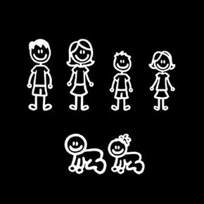 (Set of 6) Family Car Stickers Decals for Windows, Stick Figures in Saudi Arabia