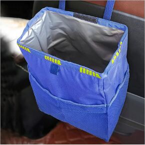 Fekey&JF Hanging Car Trash Can with Storage Pockets, Waterproof Leakproof Oxford Auto Garbage Bag, Multi-Use Organizer for Outdoor Traveling, Foldable Trash Bin for Truck, SUV, Home, Office (Blue)
