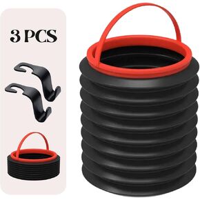 TAIDUTY Collapsible Car Trash Bucket with 2 Seat Headrest Hooks,Camping Trash Can,Leak Proof, Automotive Container,Foldable Garbage Can Camping for Gardening in Saudi Arabia