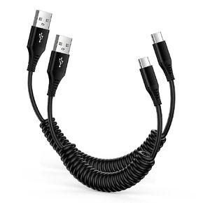 C Charger Cord Fast Charging (2FT 5FT 60W) Retractable USB Type C Cable Coiled for Car Android Phone Compatible Google Pixel 7 6a 6 Pro 6 5 Samsung Galaxy A13 A14 A53 A54 A03S A24 A34 A42 S20 in Kuwait