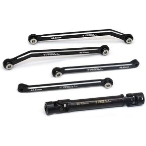TREAL Aluminum 7075 Extended Rear Suspension Links Kit (+12mm) & Rear Center Drive Shaft Stretch Kit for FMS FCX24(Black) in Kuwait
