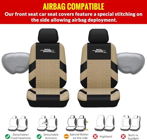 اوتو يوث مجموعة اغطية مقاعد السيارة باللون الاحمر مجموعة كاملة، اغطية مقاعد الدلو الامامية مع مقعد مقسم للنساء، مجموعة كاملة من واقيات مقاعد السيارة - 9 قطع in Kuwait