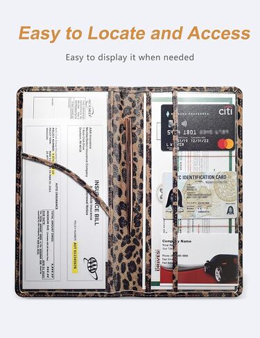 Car Registration and Insurance Holder, Car Document Holder with Magnetic Closure, Registration and Insurance Card Holder Car Organizer Glove Box Compartment Organizer for Men Women (Blue) in Kuwait