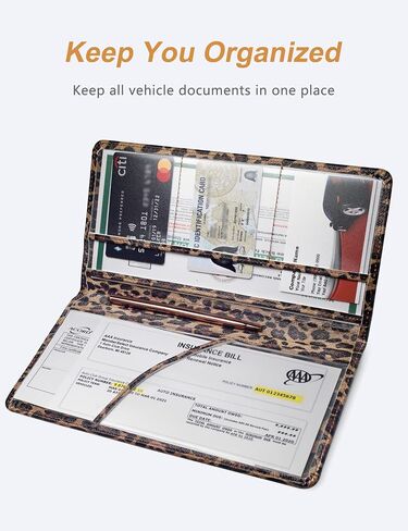 Car Registration and Insurance Holder, Car Document Holder with Magnetic Closure, Registration and Insurance Card Holder Car Organizer Glove Box Compartment Organizer for Men Women (Blue) in Kuwait