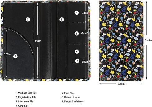 YIXONER Car Registration and Insurance Card Holder, Car Document Holder, Insurance and Registration Holder with Magnetic Closure, Glove Box Organizer, Golden In Blue in Kuwait