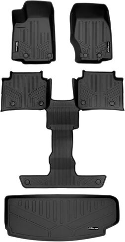 SMARTLINER All Weather Custom Fit Black 3 Row & Cargo Liner Behind The 3rd Row Floor Mat Liner Set Compatible with 2021-2023 Jeep Grand Cherokee L with 2nd Bucket Seats Without Center Console in Saudi Arabia