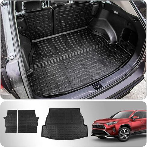 سجادات أرضية Thinzyou متوافقة مع 2019-2023 Toyota RAV4 Cargo Liner Trunk Mat TPE جميع الأحوال الجوية غطاء المقعد الخلفي حامي Rav4 2022 الملحقات (2019-2023، سجادات مسند الظهر + سجادة الصندوق الخلفي + سجادات الأرضية) in Kuwait