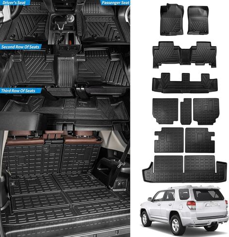 غطاء المقعد الخلفي Dattumar متوافق مع 2010-2023 Toyota 4 Runner 7 Seat Cargo Liner Trunk Mat TPE جميع الأحوال الجوية غطاء المقعد الخلفي حامي 2022 4Runner 7-Seater Accessories (الصف الثاني مسند الظهر الحصير) in Kuwait