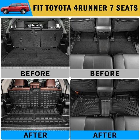 غطاء المقعد الخلفي Dattumar متوافق مع 2010-2023 Toyota 4 Runner 7 Seat Cargo Liner Trunk Mat TPE جميع الأحوال الجوية غطاء المقعد الخلفي حامي 2022 4Runner 7-Seater Accessories (الصف الثاني مسند الظهر الحصير) in Kuwait
