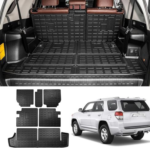 غطاء المقعد الخلفي Dattumar متوافق مع 2010-2023 Toyota 4 Runner 7 Seat Cargo Liner Trunk Mat TPE جميع الأحوال الجوية غطاء المقعد الخلفي حامي 2022 4Runner 7-Seater Accessories (الصف الثاني مسند الظهر الحصير) in Kuwait