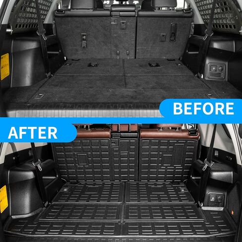 غطاء المقعد الخلفي Dattumar متوافق مع 2010-2023 Toyota 4 Runner 7 Seat Cargo Liner Trunk Mat TPE جميع الأحوال الجوية غطاء المقعد الخلفي حامي 2022 4Runner 7-Seater Accessories (الصف الثاني مسند الظهر الحصير) in Kuwait
