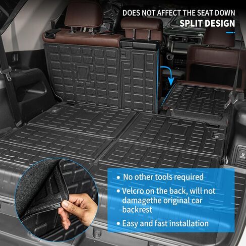 غطاء المقعد الخلفي Dattumar متوافق مع 2010-2023 Toyota 4 Runner 7 Seat Cargo Liner Trunk Mat TPE جميع الأحوال الجوية غطاء المقعد الخلفي حامي 2022 4Runner 7-Seater Accessories (الصف الثاني مسند الظهر الحصير) in Kuwait