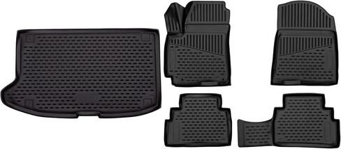 Fits 2023-2020 Kia Soul Floor Mats Front & 2nd Row Seat Liner Set and Cargo Liner Trunk Set 3D Custom Fit All-Weather Full Set Liners (Black) in Saudi Arabia