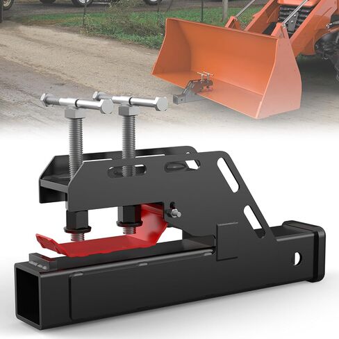 MAHLER GATES 2023 New Upgraded Tractor Clamp on Trailer Hitch, Clamp-on Tractor Bucket Hitch 2" Ball Mount Receiver Adapter for Kubota Tractor Bucket, Black Bucket Trailer Hitch Attachment Accessories in Kuwait