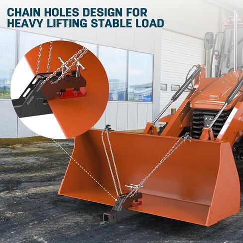 MAHLER GATES 2023 New Upgraded Tractor Clamp on Trailer Hitch, Clamp-on Tractor Bucket Hitch 2" Ball Mount Receiver Adapter for Kubota Tractor Bucket, Black Bucket Trailer Hitch Attachment Accessories in Kuwait