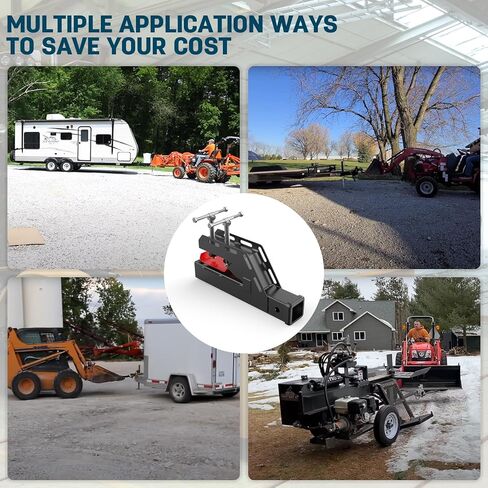 MAHLER GATES 2023 New Upgraded Tractor Clamp on Trailer Hitch, Clamp-on Tractor Bucket Hitch 2" Ball Mount Receiver Adapter for Kubota Tractor Bucket, Black Bucket Trailer Hitch Attachment Accessories in Kuwait