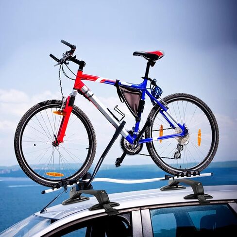 قضبان متقاطعة لرف السقف العالمي من teqhome، قضبان متقاطعة علوية للسيارة قابلة للقفل من الألومنيوم مقاس 48 بوصة مع قفل مضاد للسرقة، إطار نافذة قابل للتعديل لدراجة السقف العارية كاياك على السطح حامل البضائع الأمتعة 165 رطل أقصى حمولة in Kuwait