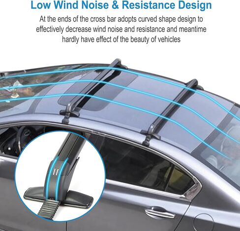 قضبان متقاطعة لرف السقف العالمي من teqhome، قضبان متقاطعة علوية للسيارة قابلة للقفل من الألومنيوم مقاس 48 بوصة مع قفل مضاد للسرقة، إطار نافذة قابل للتعديل لدراجة السقف العارية كاياك على السطح حامل البضائع الأمتعة 165 رطل أقصى حمولة in Kuwait