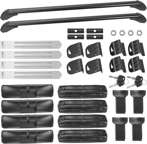 قضبان متقاطعة لرف السقف العالمي من teqhome، قضبان متقاطعة علوية للسيارة قابلة للقفل من الألومنيوم مقاس 48 بوصة مع قفل مضاد للسرقة، إطار نافذة قابل للتعديل لدراجة السقف العارية كاياك على السطح حامل البضائع الأمتعة 165 رطل أقصى حمولة in Kuwait