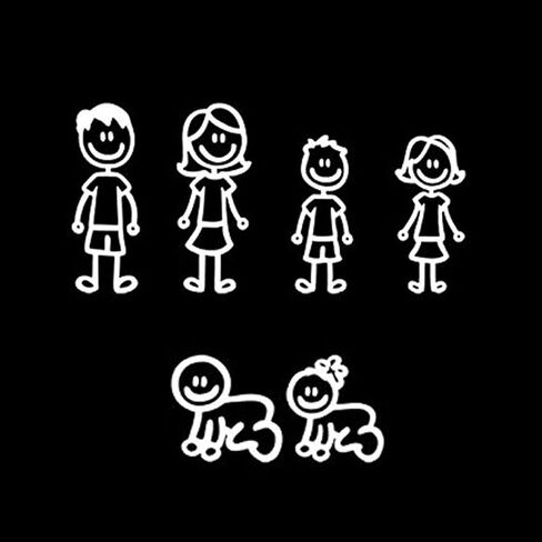 (Set of 6) Family Car Stickers Decals for Windows, Stick Figures in Saudi Arabia