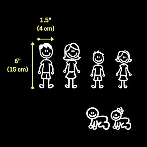 (Set of 6) Family Car Stickers Decals for Windows, Stick Figures in Saudi Arabia