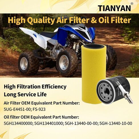 TIANYAN 5UG-E4451-00 FS-923 فلتر الهواء 5GH134400000 فلتر الزيت شرارة التوصيل أطقم لياماها الكركدن 660 YXR660 2004-2006 الكركدن 450 YXR450 2006-2009 in Saudi Arabia