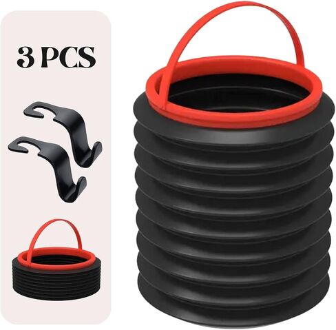 TAIDUTY Collapsible Car Trash Bucket with 2 Seat Headrest Hooks,Camping Trash Can,Leak Proof, Automotive Container,Foldable Garbage Can Camping for Gardening in Saudi Arabia