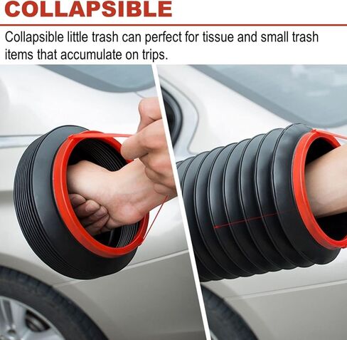 TAIDUTY Collapsible Car Trash Bucket with 2 Seat Headrest Hooks,Camping Trash Can,Leak Proof, Automotive Container,Foldable Garbage Can Camping for Gardening in Saudi Arabia
