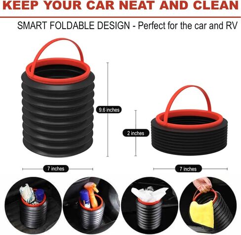 TAIDUTY Collapsible Car Trash Bucket with 2 Seat Headrest Hooks,Camping Trash Can,Leak Proof, Automotive Container,Foldable Garbage Can Camping for Gardening in Saudi Arabia