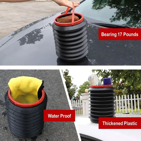 TAIDUTY Collapsible Car Trash Bucket with 2 Seat Headrest Hooks,Camping Trash Can,Leak Proof, Automotive Container,Foldable Garbage Can Camping for Gardening in Saudi Arabia