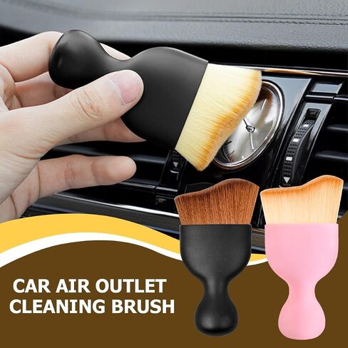 Car Interior Detailing Brush, Auto Soft Hair Cleaning Brushes, Curved Dirt Dust Collectors, Removal Tool for Dashboard Air Conditioner Vents Leather Computer, Scratch Free (Brown) in Saudi Arabia