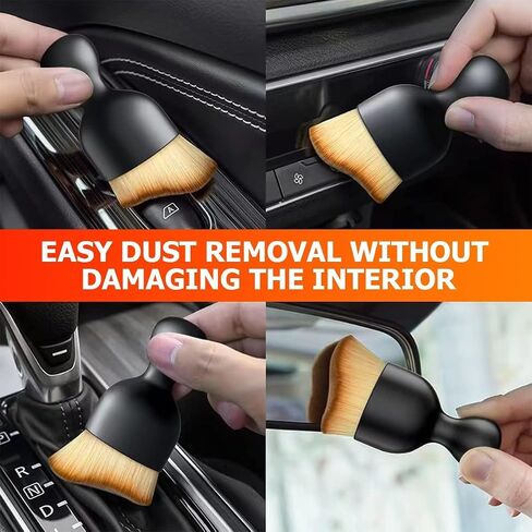Car Interior Detailing Brush, Auto Soft Hair Cleaning Brushes, Curved Dirt Dust Collectors, Removal Tool for Dashboard Air Conditioner Vents Leather Computer, Scratch Free (Brown) in Saudi Arabia