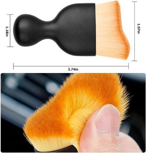 Car Interior Detailing Brush, Auto Soft Hair Cleaning Brushes, Curved Dirt Dust Collectors, Removal Tool for Dashboard Air Conditioner Vents Leather Computer, Scratch Free (Brown) in Saudi Arabia