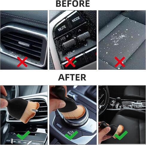Car Interior Detailing Brush, Auto Soft Hair Cleaning Brushes, Curved Dirt Dust Collectors, Removal Tool for Dashboard Air Conditioner Vents Leather Computer, Scratch Free (Brown) in Saudi Arabia