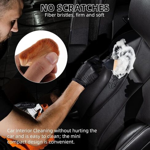 Car Interior Detailing Brush, Auto Soft Hair Cleaning Brushes, Curved Dirt Dust Collectors, Removal Tool for Dashboard Air Conditioner Vents Leather Computer, Scratch Free (Brown) in Saudi Arabia