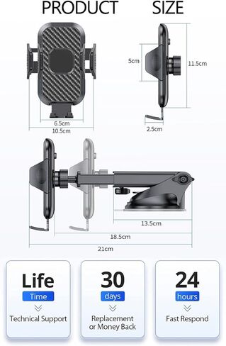 حامل هاتف السيارة - حامل هاتف السيارة ذو الذراع الطويلة 4 في 1، مناسب للوحة قيادة السيارة/الزجاج الأمامي/فتحة التهوية، حامل هاتف السيارة، حامل هاتف السيارة متوافق مع جميع الهواتف الذكية والسيارات in Kuwait
