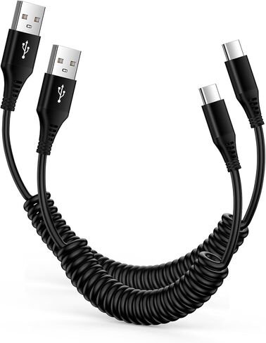 سلك شاحن C سريع الشحن (2 قدم 5 قدم 60 واط) كيبل USB نوع C قابل للسحب ملفوف لجوالات اندرويد متوافق مع جوجل بكسل 7 6a 6 برو 6 5 سامسونج جالاكسي A13 A14 A53 A54 A03S A24 A34 A42 S20 in Kuwait