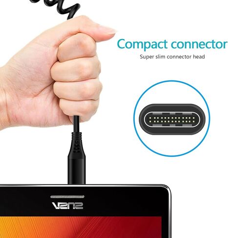 سلك شاحن C سريع الشحن (2 قدم 5 قدم 60 واط) كيبل USB نوع C قابل للسحب ملفوف لجوالات اندرويد متوافق مع جوجل بكسل 7 6a 6 برو 6 5 سامسونج جالاكسي A13 A14 A53 A54 A03S A24 A34 A42 S20 in Kuwait