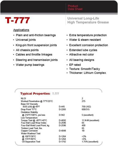 Tribology/Tech-Lube T-777-5gal T-777 شحم مركب ليثيوم متعدد الأغراض بدرجة حرارة عالية، سطل 5 جالون، أحمر in Saudi Arabia