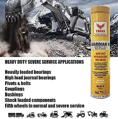 TRIAX Guardian Heavy Duty Grease with Moly, True Multi Purpose, Wheel Bearings, Shock Loaded Components, Extremely Tacky, Zero Separation (10 Pack - 14 Ounce Tubes) in Saudi Arabia