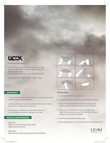 تقنية ULOOK Nano Antifog، قناع خوذة دراجة نارية عالمي كامل الوجه، وضوح عالٍ للغاية (مسطح، فائق الوضوح) in Kuwait