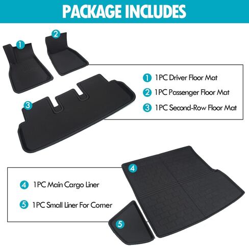 7BRU 5PCS Floor Mat & Cargo Liner Compatible for Tesla Model S 2021+ Long Range & Plaid All-Weather Anti-Slip XPE Full Set in Saudi Arabia