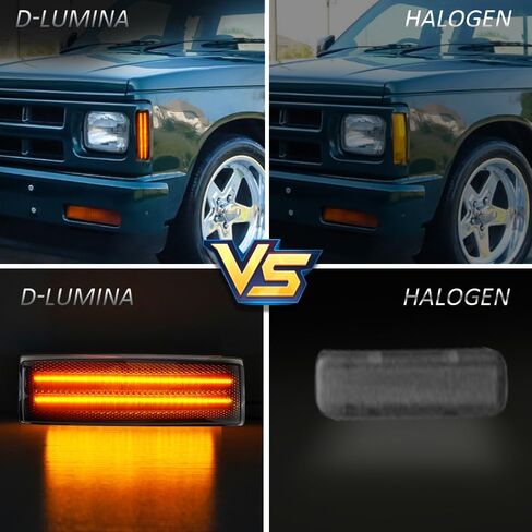 مجموعة مصابيح LED الجانبية من D-Lumina، عدسة مدخنة كهرمانية للسائق واستبدال جانب الركاب لـ 1982-1993 Chevy Blazer S10 GMC Jimmy S15، مصباح علامة جانبية للحاجز الأمامي، حزمة من 2 in Kuwait