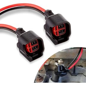 1 PC EV6 EV14 Injector Connector, Fuel Injector Connector with Wire, Fuel Injector Pigtail Connector Plug Wire, Compatible EV6 EV1 EV14 with the model of automotive accessories(Black)